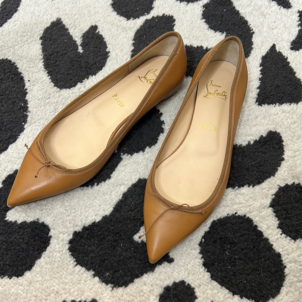 Christian Louboutin tan nude ballet flats